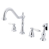 Heritage Two Handle Widespread Kitchen Faucet with Porcelain Cross Handles