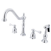 Heritage Double Handle Widespread Kitchen Faucet with Buckingham Lever Handles