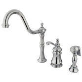 Widespread Kitchen Faucet with Templeton Lever Handle and Brass Side Spray