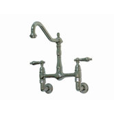 Heritage Double Handle Wall Mount Bridge Kitchen Faucet with Metal Lever Handle
