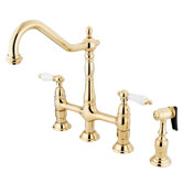 Heritage 8" Spread Deck Mount Double Handle Widespread Bridge Faucet with Porcelain Lever Handles