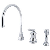 Single Handle Widespread Kitchen Faucet with Metal Lever Handle