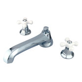 Metropolitan Double Handle Deck Mount Roman Tub Faucet Trim Porcelain Cross Handle