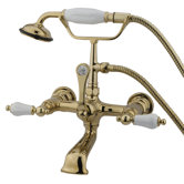Hot Springs Double Handle Wall Mount Clawfoot Tub Faucet with Handshower