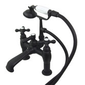 Hot Springs Double Handle Deck Mount Clawfoot Tub Faucet Trim Metal Cross Handle