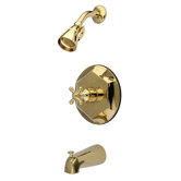 Volume Control Tub and Shower Faucet with Buckingham Cross Handles