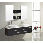 Augustine Double 58.7" Bathroom Vanity Set in Espresso/Black