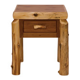 Traditional Cedar Log 1 Drawer Nightstand