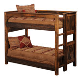 Reclaimed Barnwood Bunk Bed with Built-In Ladder