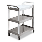Commercial Economy Plastic Cart, 3-Shelf
