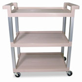 Commercial Service Cart with Brushed Aluminum Upright