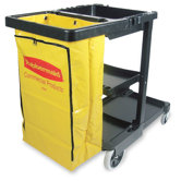 Janitor Cart  w/ Zipper Vinyl Bag, Black