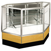 Streamline 38" x 42" Full Vision Inside Corner Showcase with Mirror Back