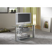 TV-Phonotisch "Magic" in Aluminium / Silber Klarglas
