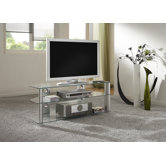 TV-Phonotisch "Magic" in Aluminium / Silber Klarglas