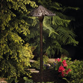 Pierced Pyramid Head Path Light in Textured Tannery Bronze