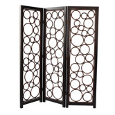 Roma Three Panel Room Divider in Brown