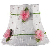Pink Net Flower Chandelier Shade in White