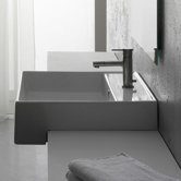 Teorema Semi Recessed Single Hole Bathroom Sink in White