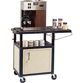 Coffee 34" Cabinet Cart with Side Shelf