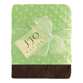 Green and Brown Baby Unisex Minky Dot and Satin Blanket