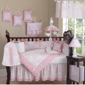 Pink French Toile 9 Piece Crib Bedding Set