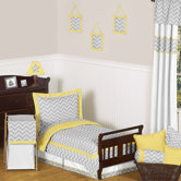Yellow and Gray Zig Zag Toddler Bedding Collection