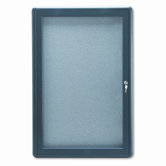 Enclosed Fabric Covered Cork Bulletin Board, 24 x 36, Gray, Aluminum Frame