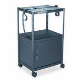 5-in-1 Adjustable-Height AV Cart with Cabinet, 24 x 18 x 26 to 42, Gray
