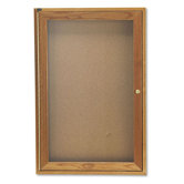 Enclosed Bulletin Board with Oak Frame