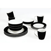 Twinkle 16 Piece Porcelain Dinner Set in Black