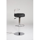 Canal Adjustable Leather Swivel Stool in Black