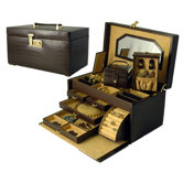 Croco Grain Jewelry Boxes Small Croco Calf Treasure Chest in Brown