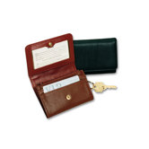 Classic Leather Goods Change Purse with Key Ring in Tan