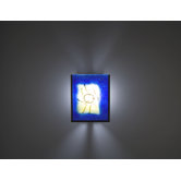 FN2IO Outdoor Wall Sconce with Single Magic Art Glass Panel and Partial Side Diffuser