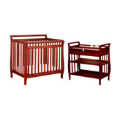 Athena Mini Amy Two Piece Convertible Crib Set in Cherry