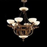 Melilla Six Light Chandelier in Rustic Bronze