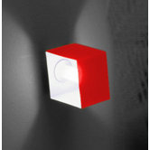 Domino One Light Wall Sconce in Metallic Gray with Red Glass