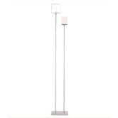 Domino Two Light Torchiere Floor Lamp in Metallic Gray with White Glass