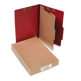 Pressboard 25-Point Classification Folder, Lgl, 4-Section, Earth Red, 10/bx
