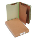 Pressboard 25-Point Classification Folders, Lgl, 6-Section, Leaf GN, 10/box