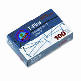 Gem T-Pins, Steel, 1 1/2", 100/Box