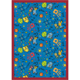 Educational Scribbles Blue Kids Rug