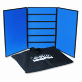 3-Panel Slotwall Table Display System, Fabric, Blue, Black PVC Frame