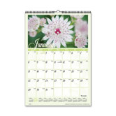 Monthly Wall Calendar,Jan-Dec,Flower Scenes,12"x17, 2013
