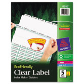 100% Recycled Index Maker Dividers, White 5-Tab, 11 x 8-1/2, 5 Sets/Pack