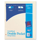 Untabbed Double Pocket Manila Dividers, 5/Pack