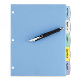 Translucent Multicolor Write-On Dividers, Five-Tab, Letter, Five Sets per Pack