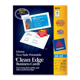 Business Cards, Inkjet, 2-Sided, Glossy, 2"x3-1/2", White, 200-Pack