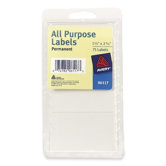 All-Purpose Labels, Permanent, 1-1/2"x2-3/4", 75 per Pack, White